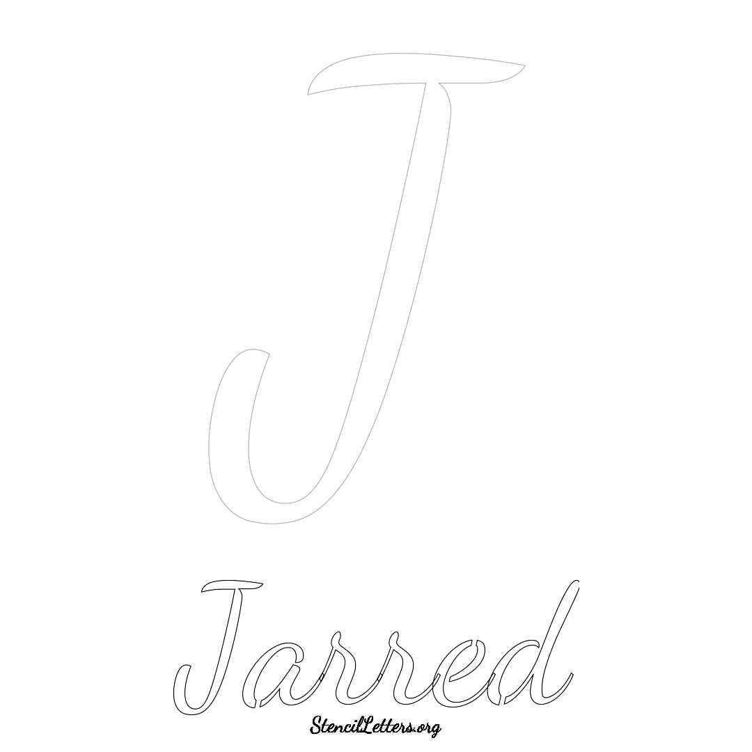 Jarred printable name initial stencil in Cursive Script Lettering