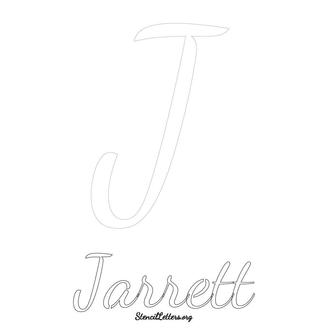 Jarrett printable name initial stencil in Cursive Script Lettering