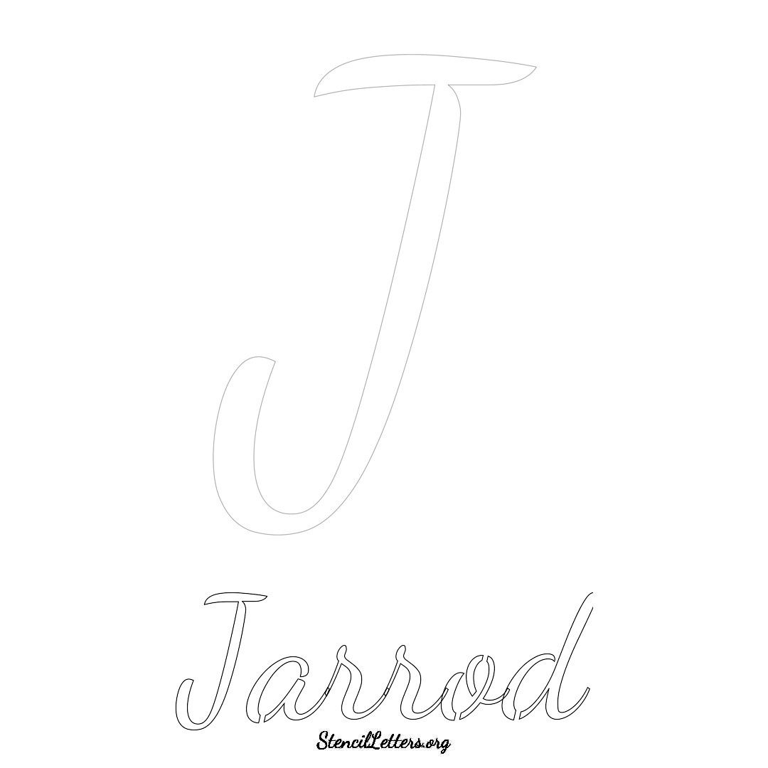 Jarrod printable name initial stencil in Cursive Script Lettering