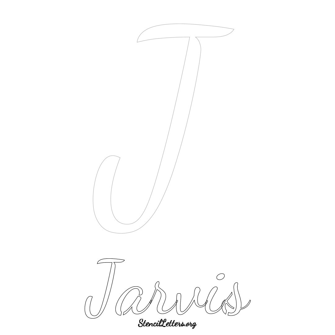 Jarvis printable name initial stencil in Cursive Script Lettering