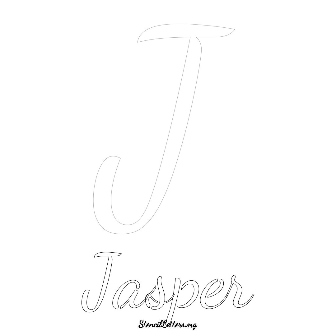 Jasper printable name initial stencil in Cursive Script Lettering