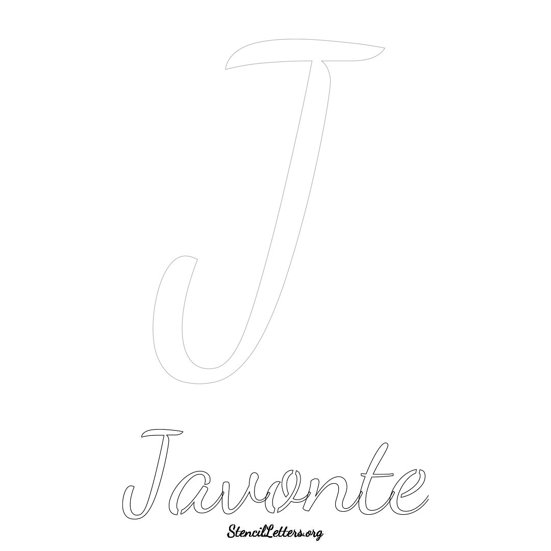 Javonte printable name initial stencil in Cursive Script Lettering