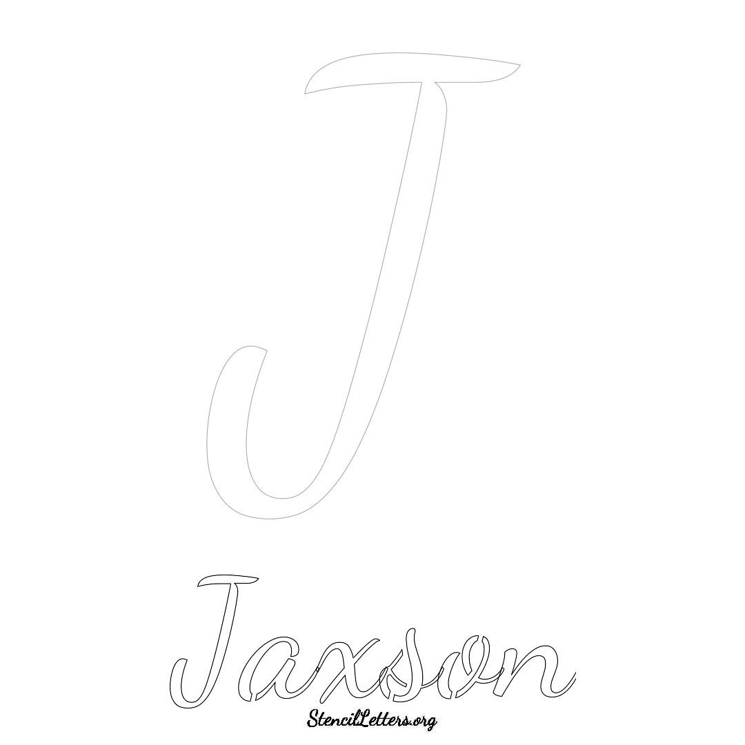 Jaxson printable name initial stencil in Cursive Script Lettering