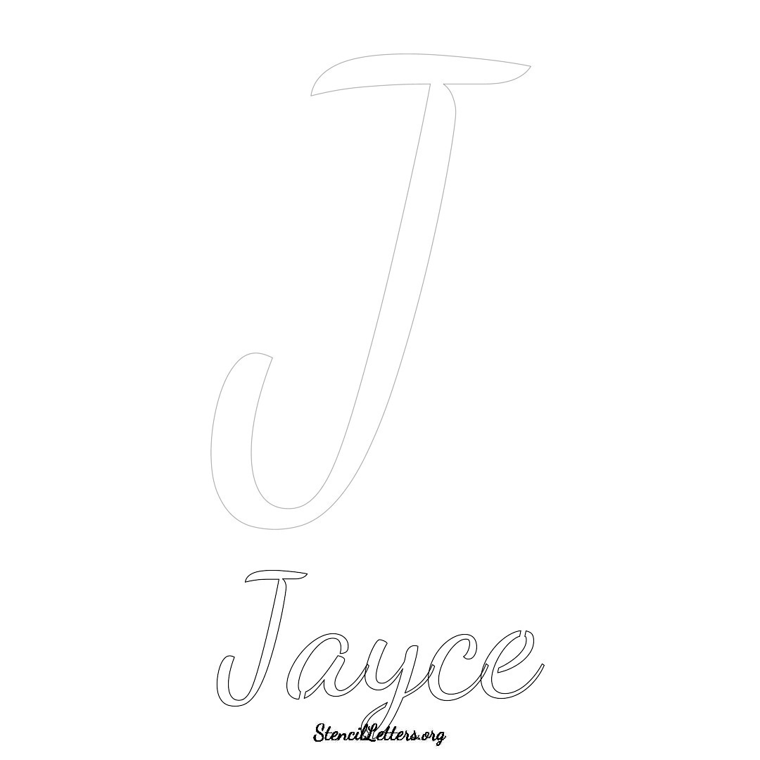 Jayce printable name initial stencil in Cursive Script Lettering