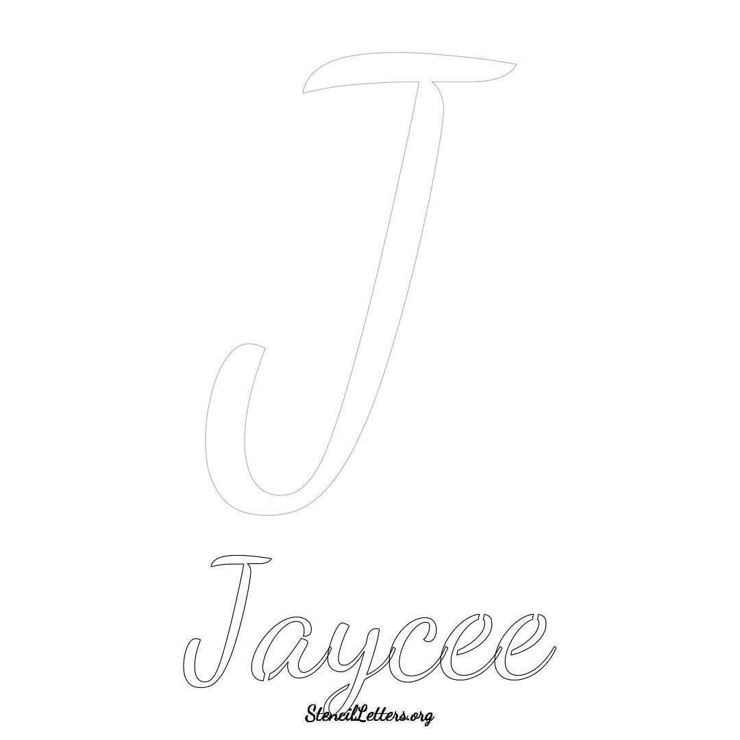 Jaycee printable name initial stencil in Cursive Script Lettering