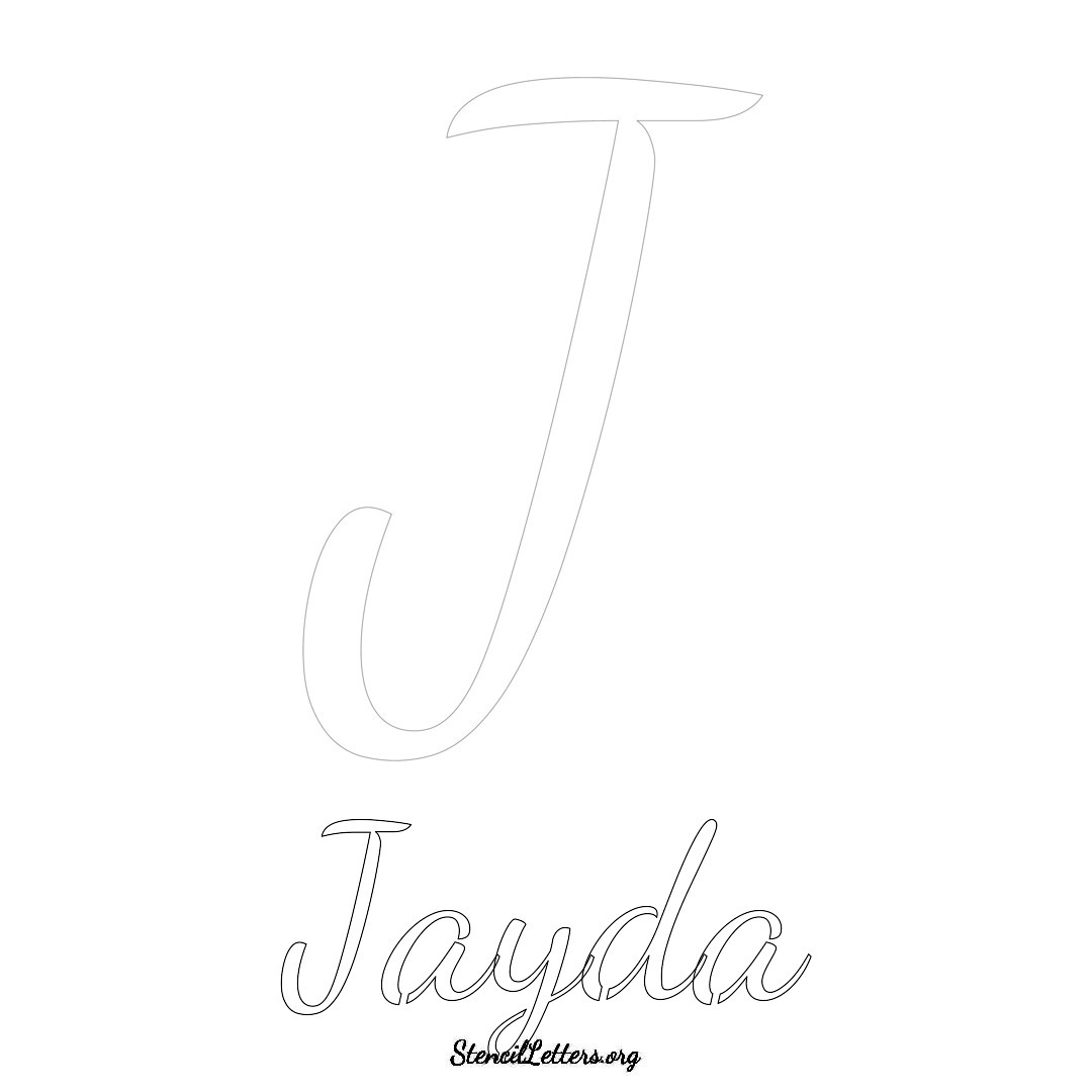 Jayda printable name initial stencil in Cursive Script Lettering