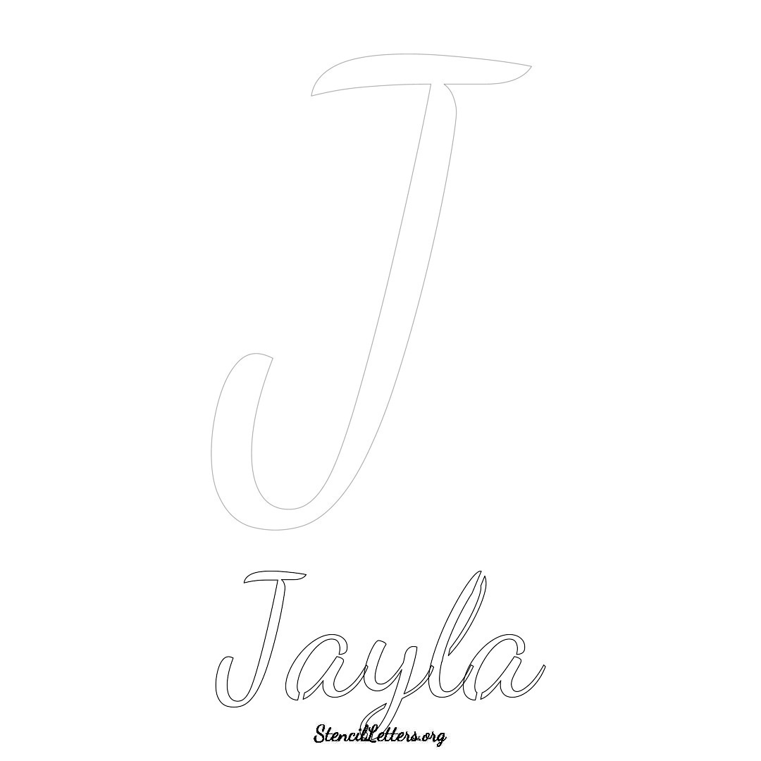 Jayla printable name initial stencil in Cursive Script Lettering