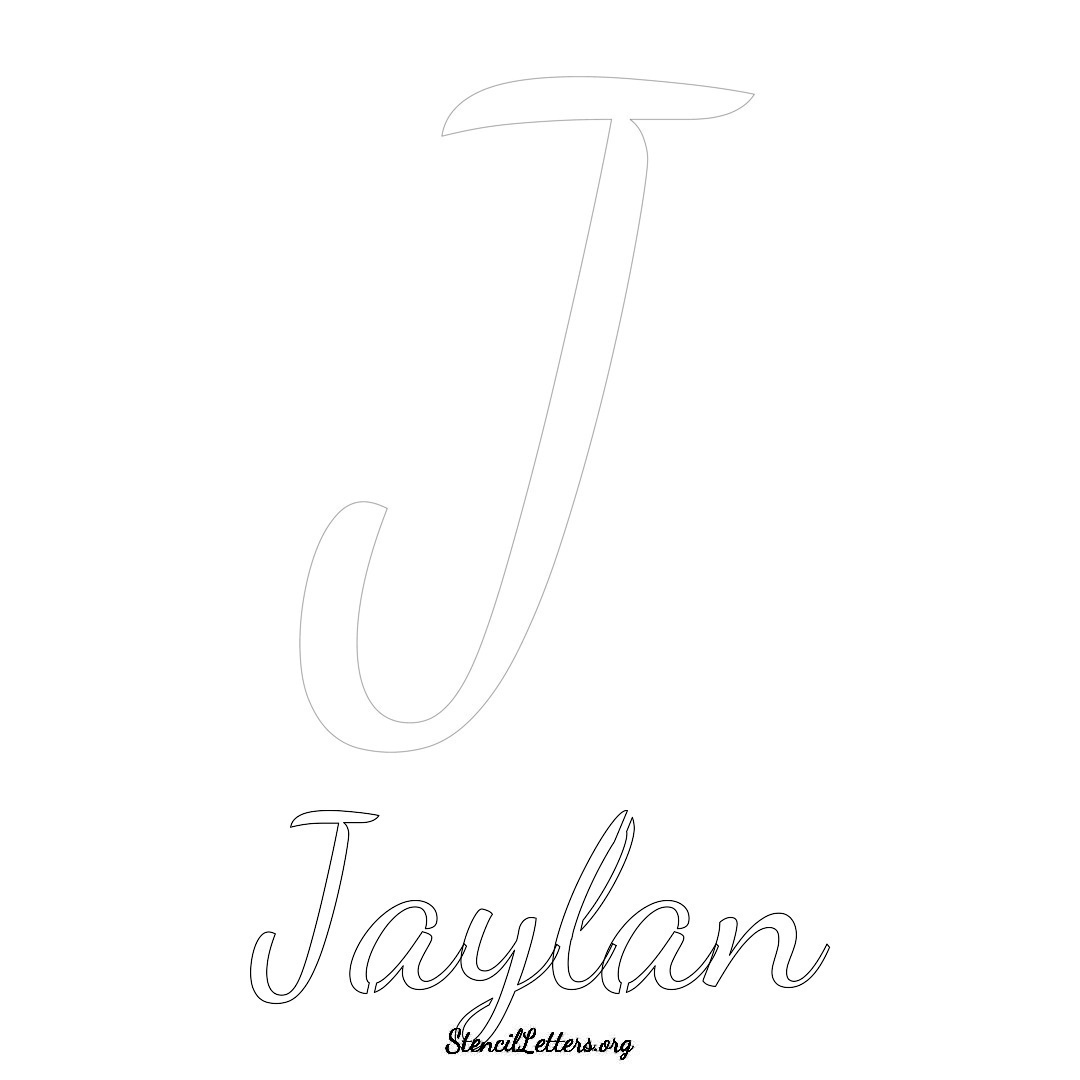 Jaylan printable name initial stencil in Cursive Script Lettering