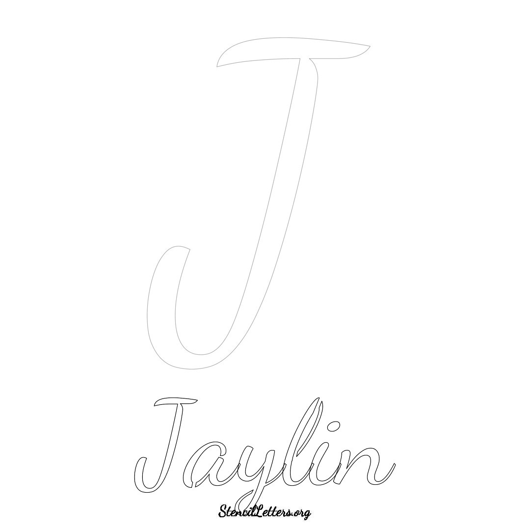 Jaylin printable name initial stencil in Cursive Script Lettering