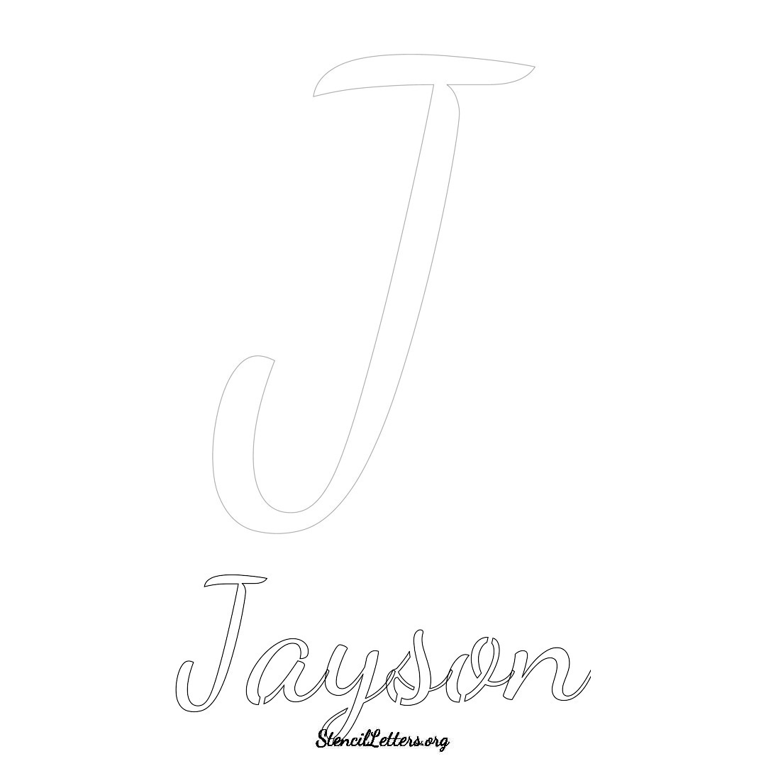Jayson printable name initial stencil in Cursive Script Lettering