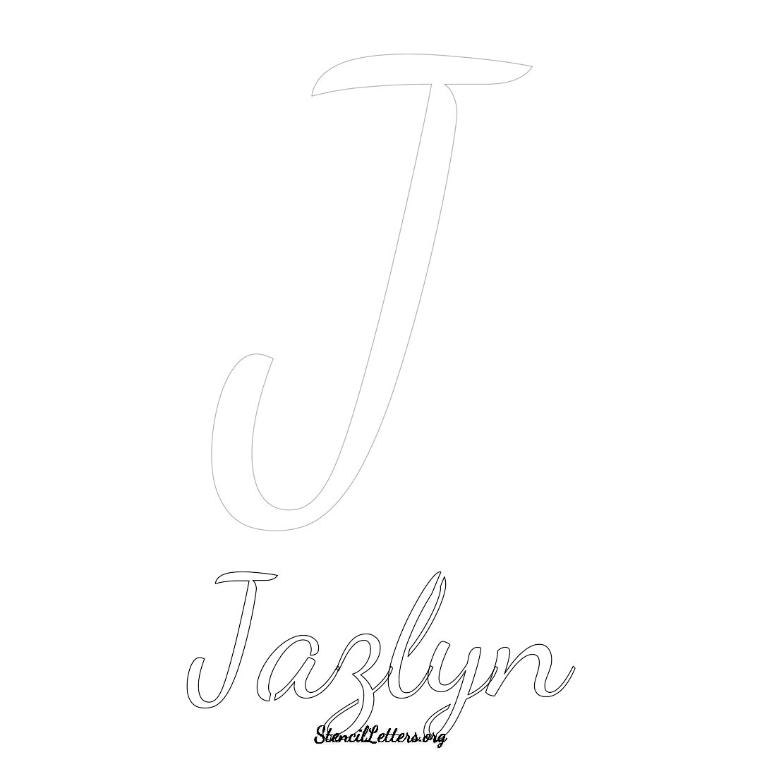 Jazlyn printable name initial stencil in Cursive Script Lettering