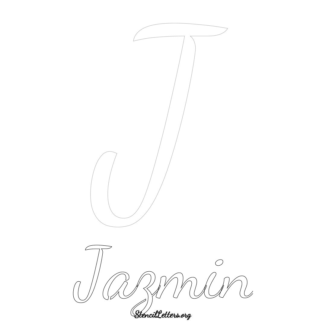 Jazmin printable name initial stencil in Cursive Script Lettering