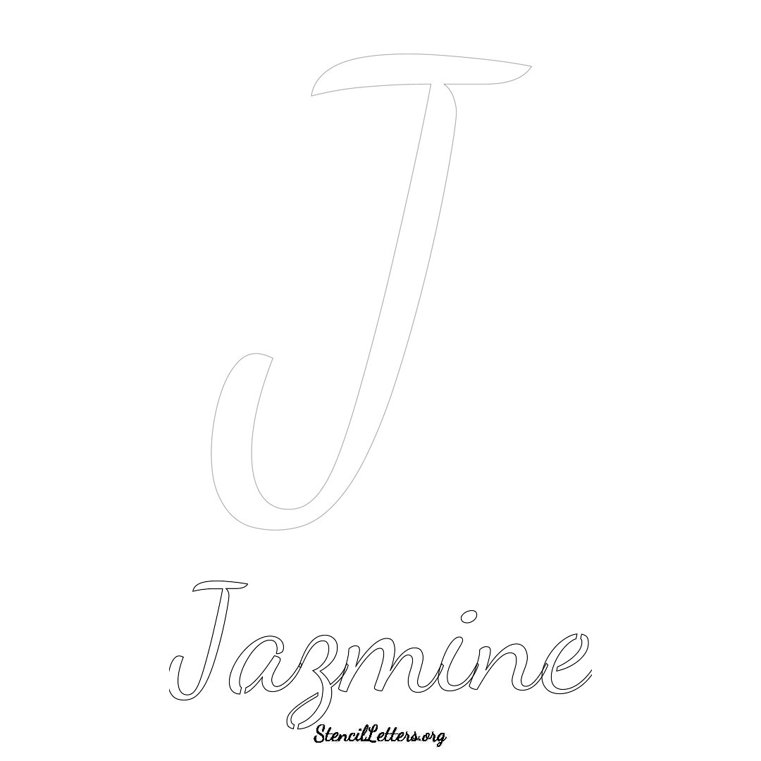 Jazmine printable name initial stencil in Cursive Script Lettering