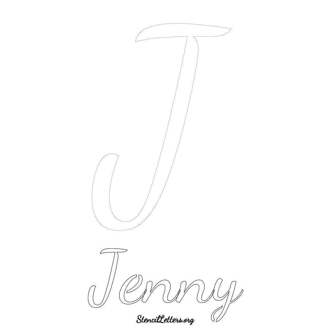 Jenny printable name initial stencil in Cursive Script Lettering