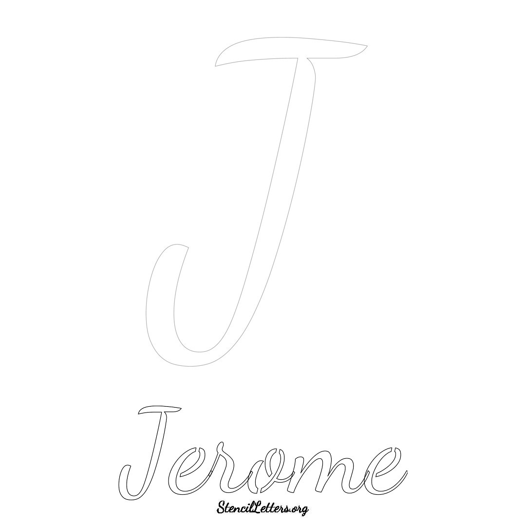 Jerome printable name initial stencil in Cursive Script Lettering