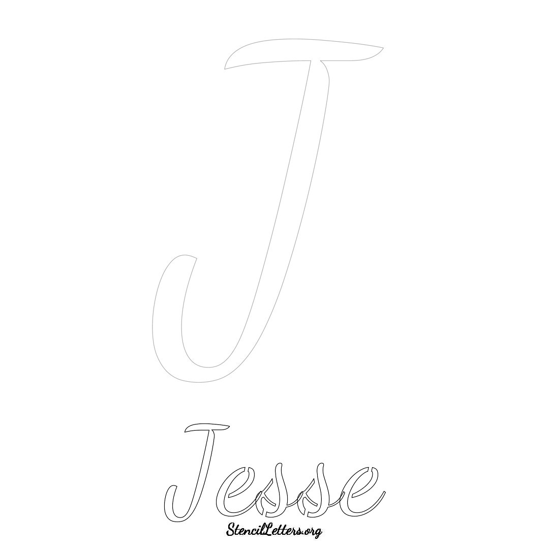 Jesse printable name initial stencil in Cursive Script Lettering