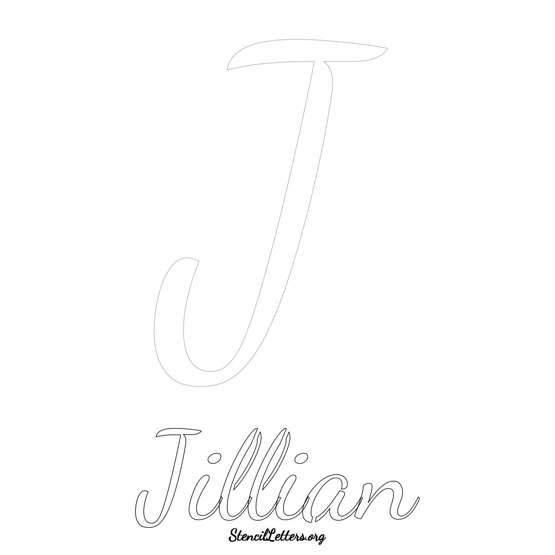 Jillian printable name initial stencil in Cursive Script Lettering