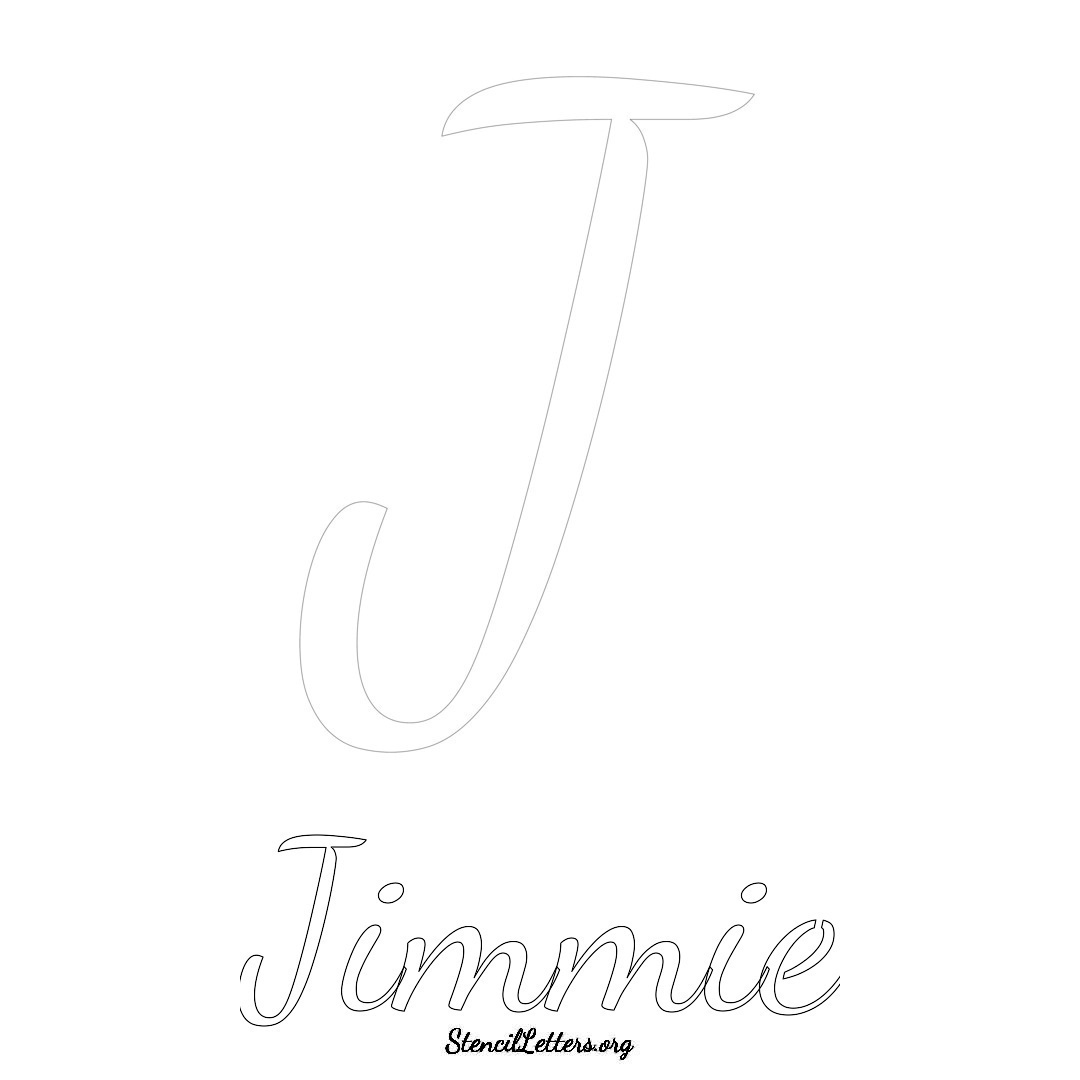 Jimmie printable name initial stencil in Cursive Script Lettering