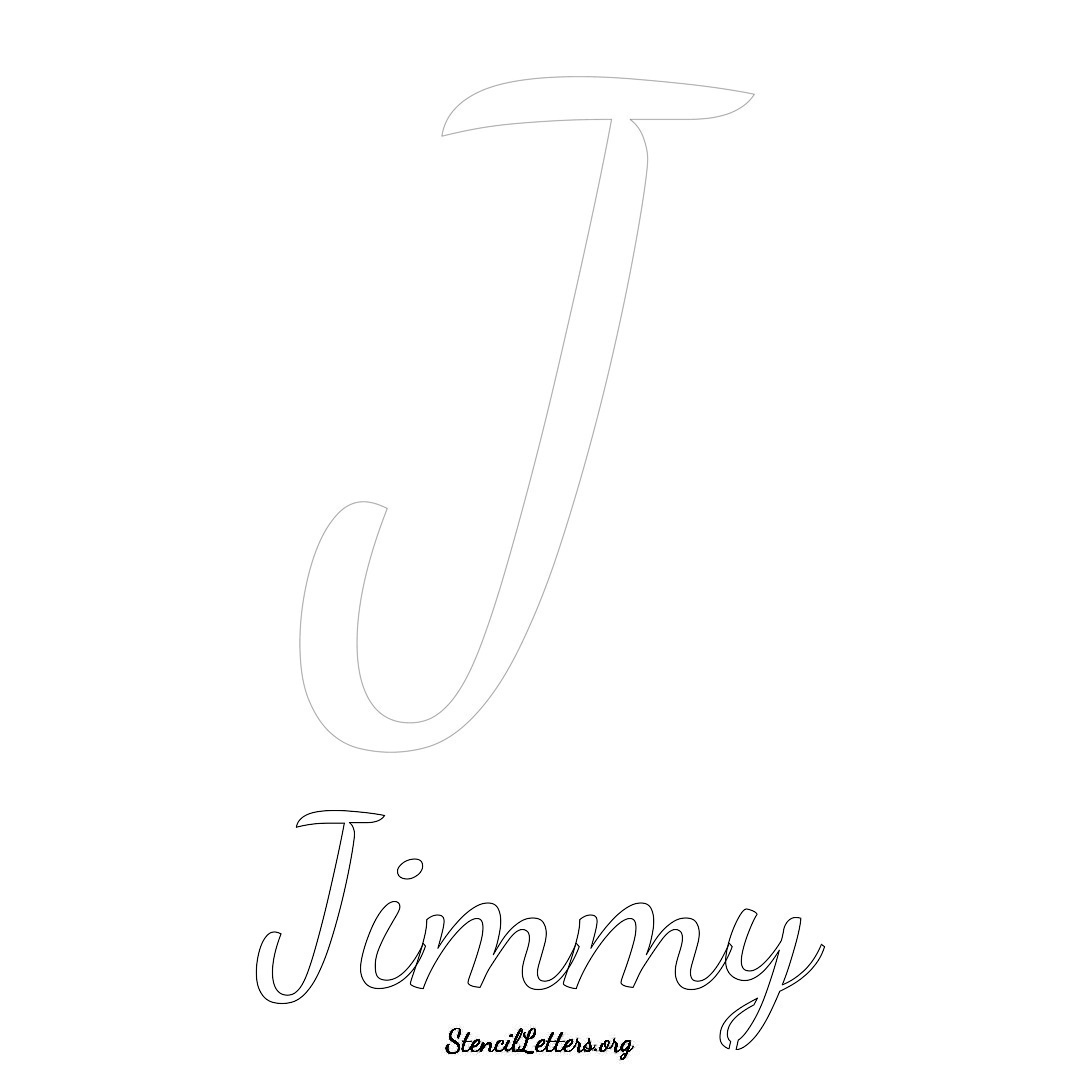 Jimmy printable name initial stencil in Cursive Script Lettering