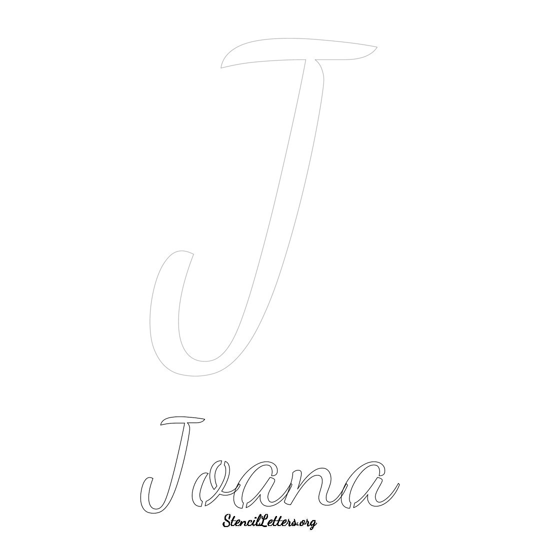 Joana printable name initial stencil in Cursive Script Lettering