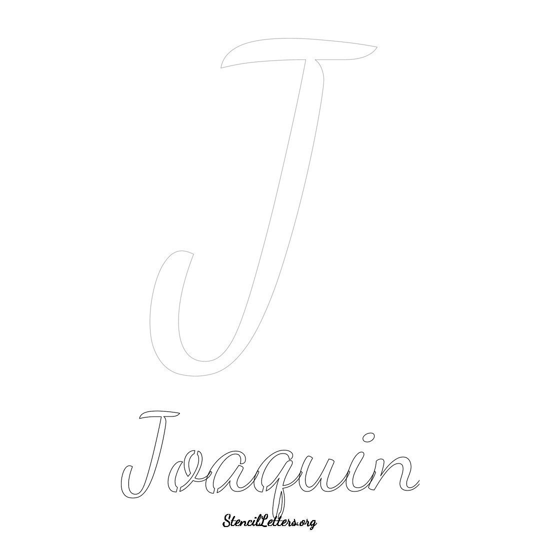 Joaquin printable name initial stencil in Cursive Script Lettering