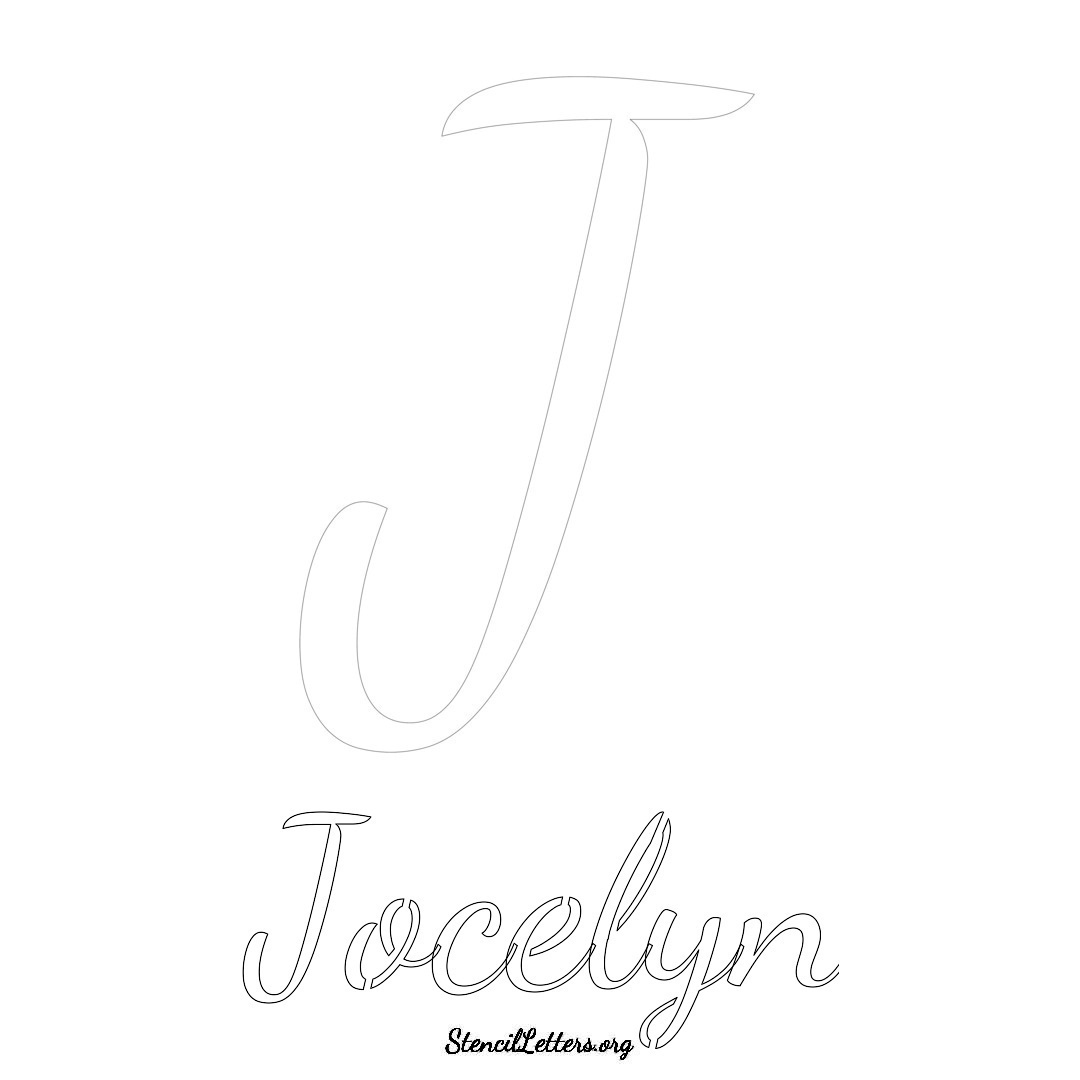 Jocelyn printable name initial stencil in Cursive Script Lettering