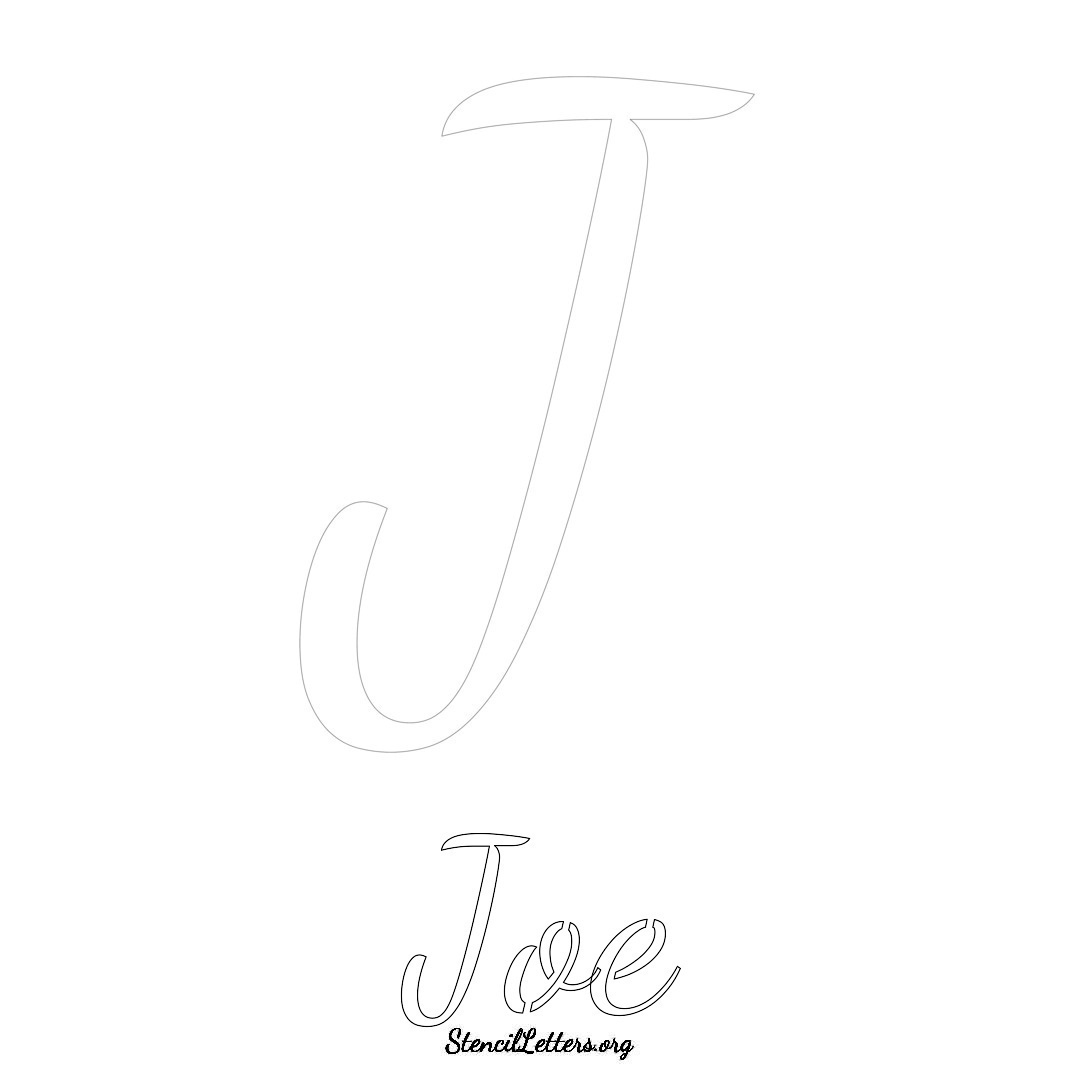 Joe printable name initial stencil in Cursive Script Lettering