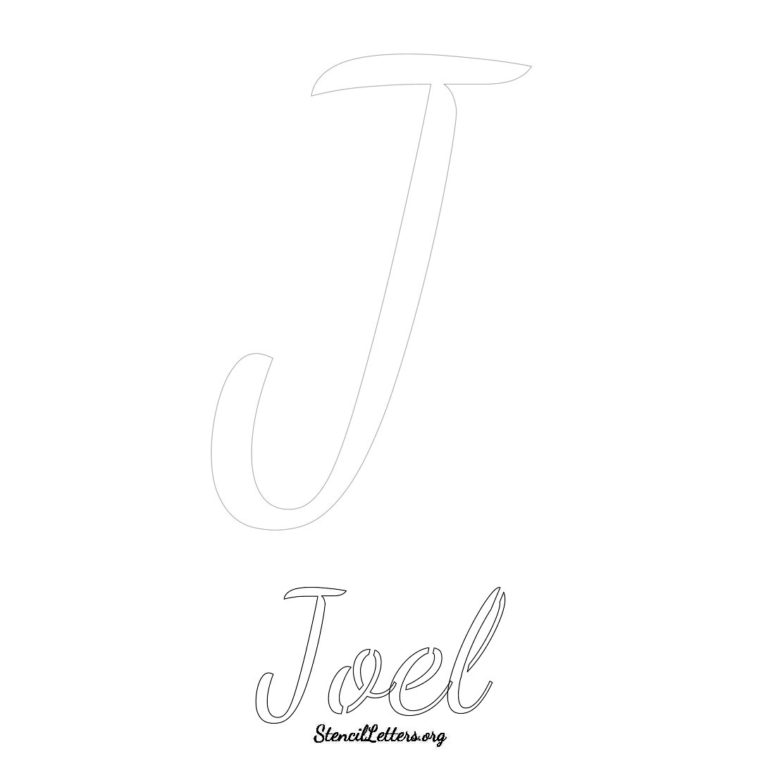 Joel printable name initial stencil in Cursive Script Lettering