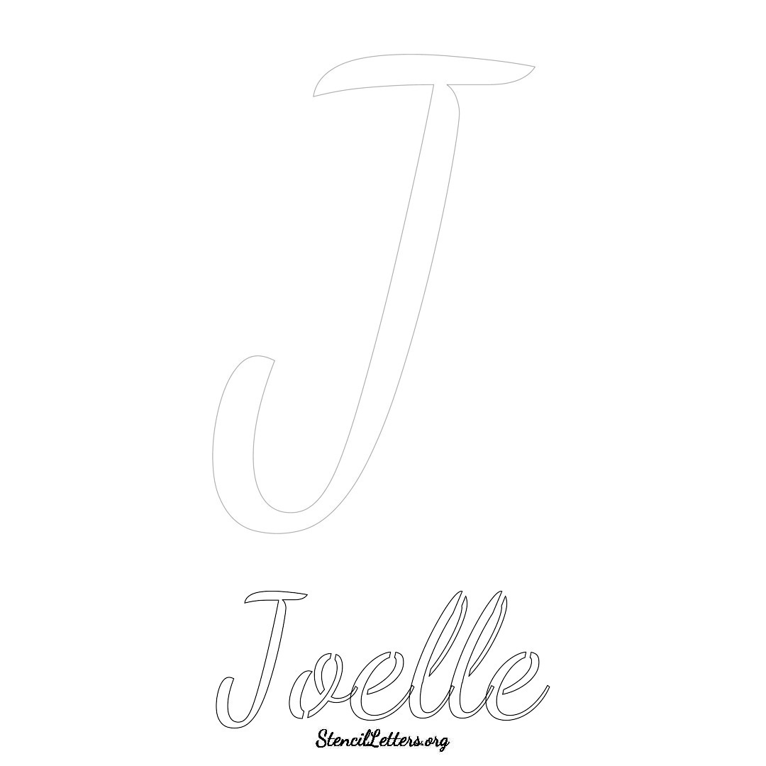 Joelle printable name initial stencil in Cursive Script Lettering