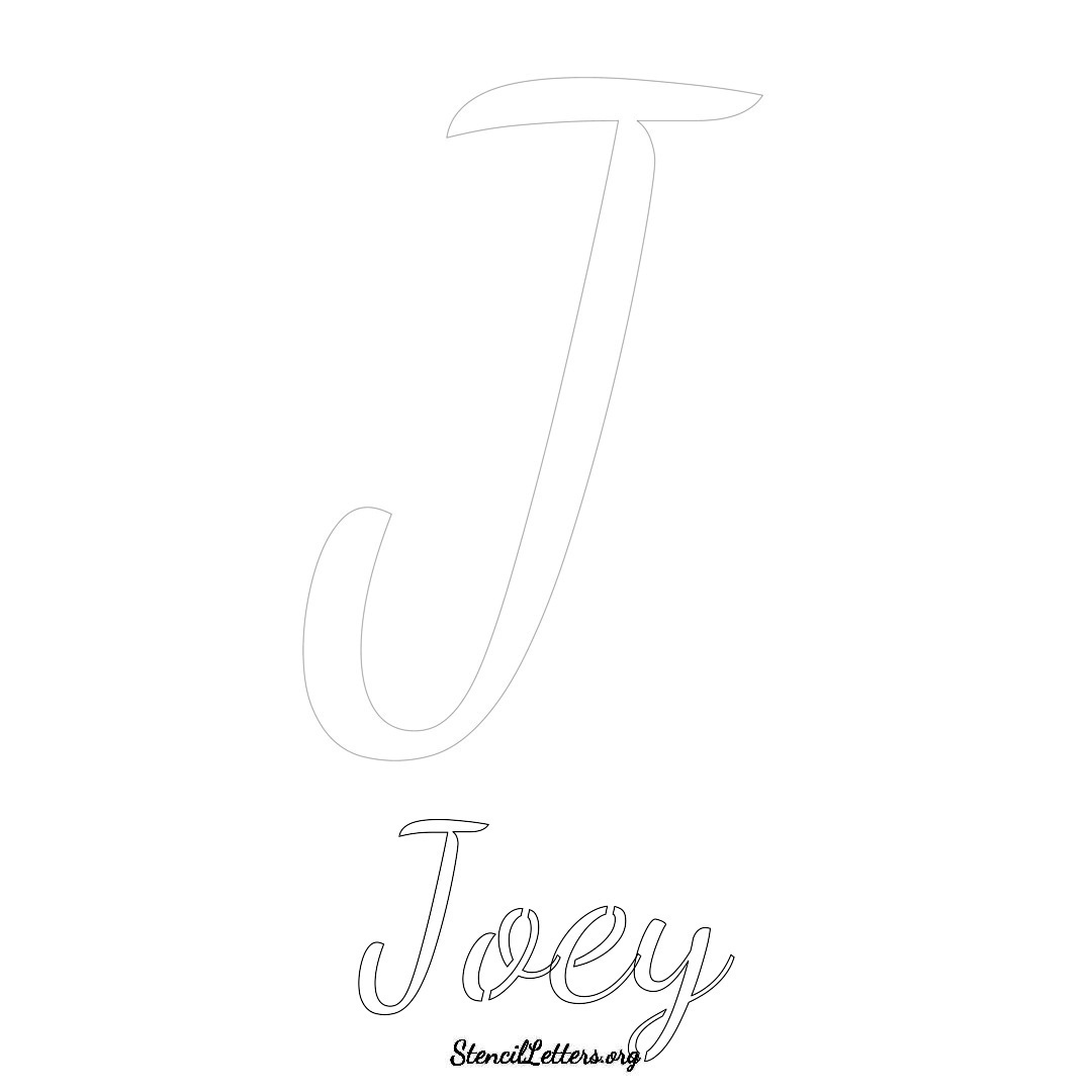 Joey printable name initial stencil in Cursive Script Lettering