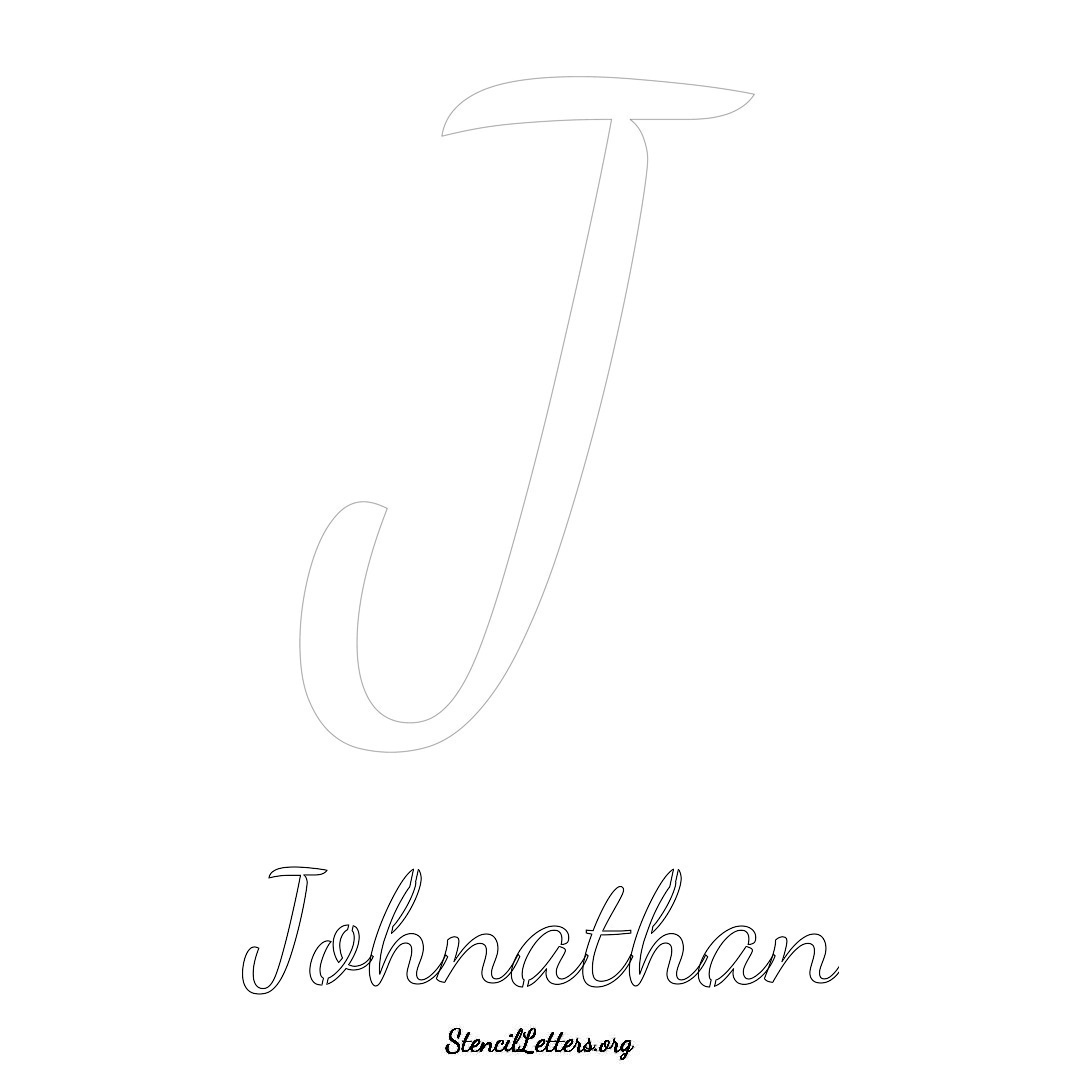 Johnathan printable name initial stencil in Cursive Script Lettering