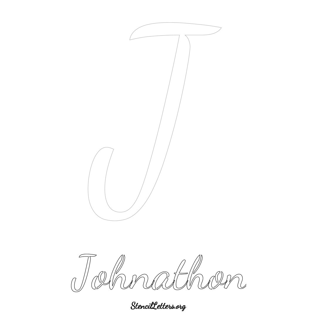 Johnathon printable name initial stencil in Cursive Script Lettering