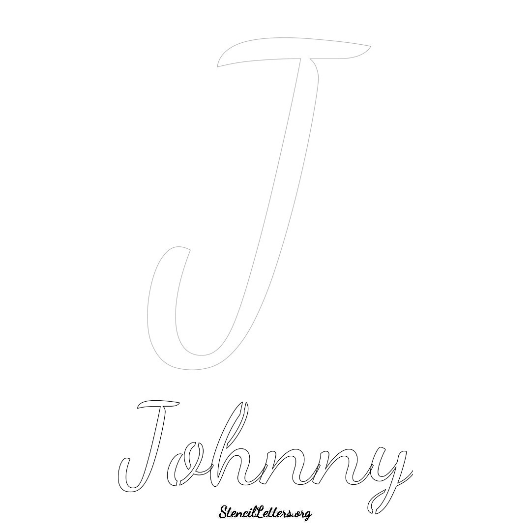 Johnny printable name initial stencil in Cursive Script Lettering