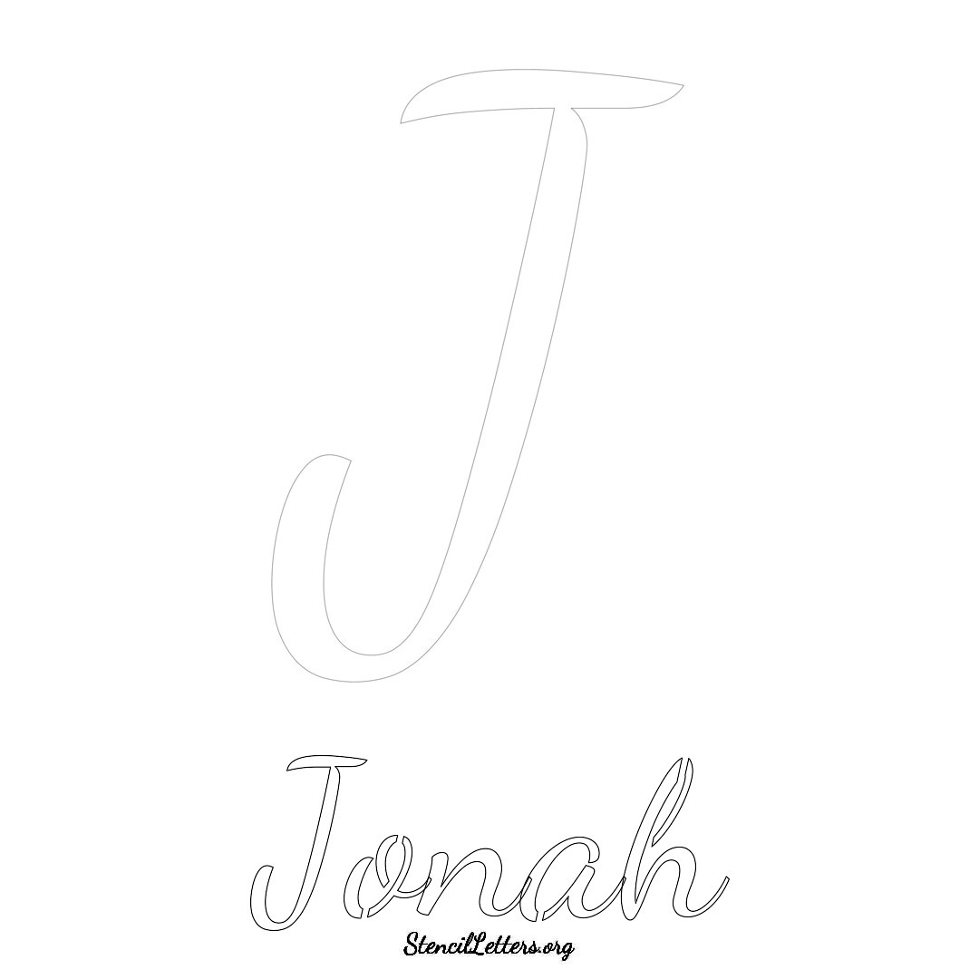 Jonah printable name initial stencil in Cursive Script Lettering