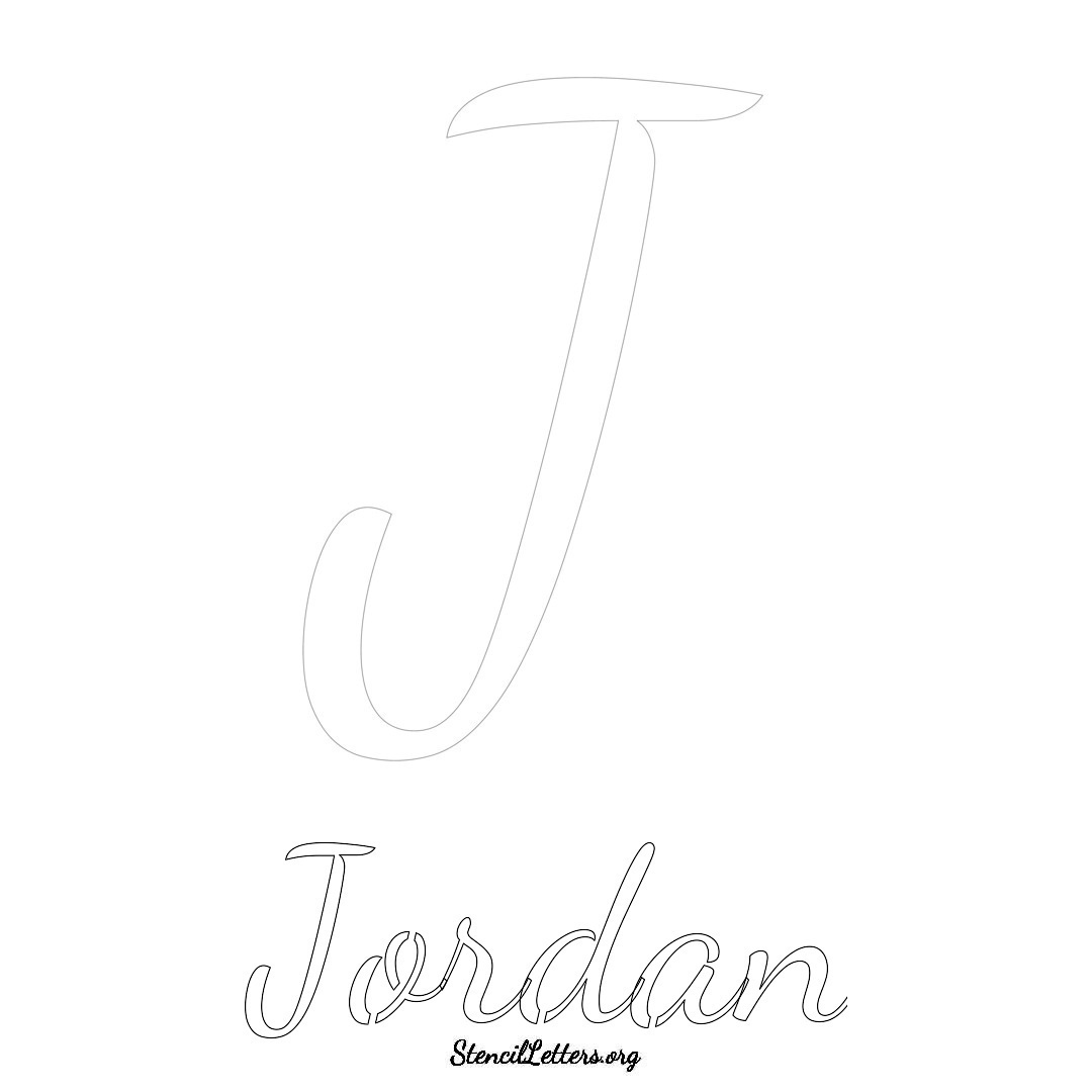 Jordan printable name initial stencil in Cursive Script Lettering