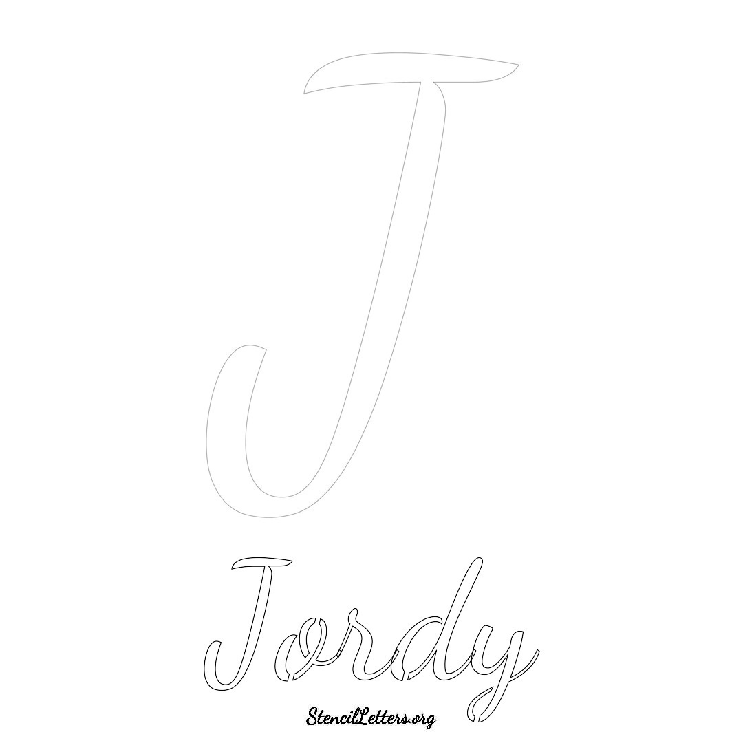 Jordy printable name initial stencil in Cursive Script Lettering