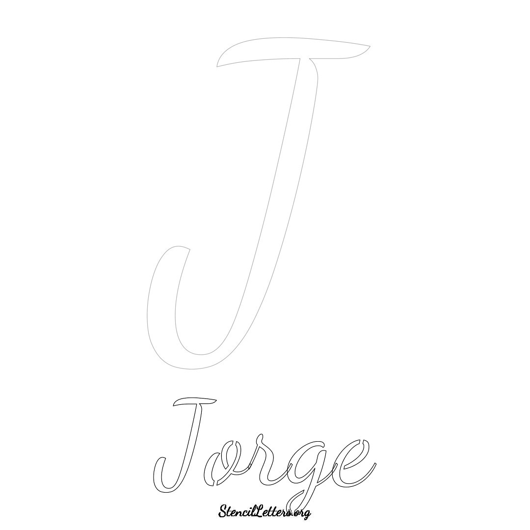 Jorge printable name initial stencil in Cursive Script Lettering