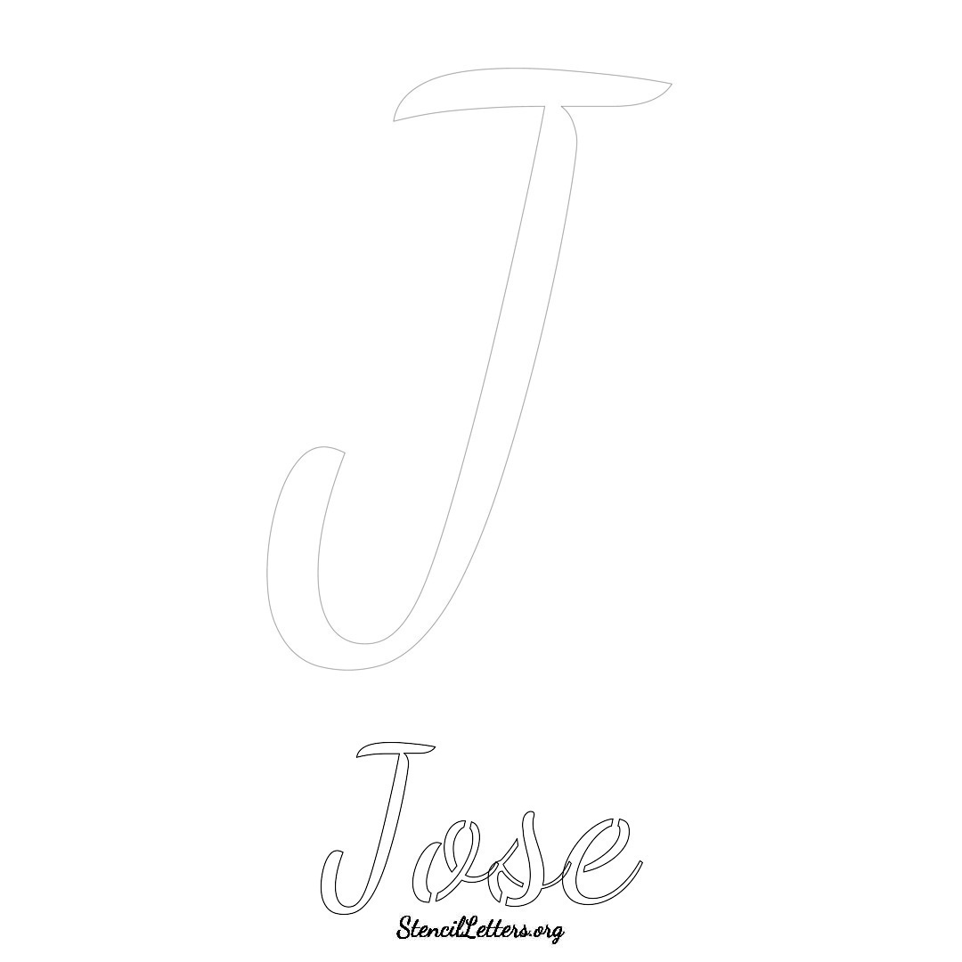 Jose printable name initial stencil in Cursive Script Lettering