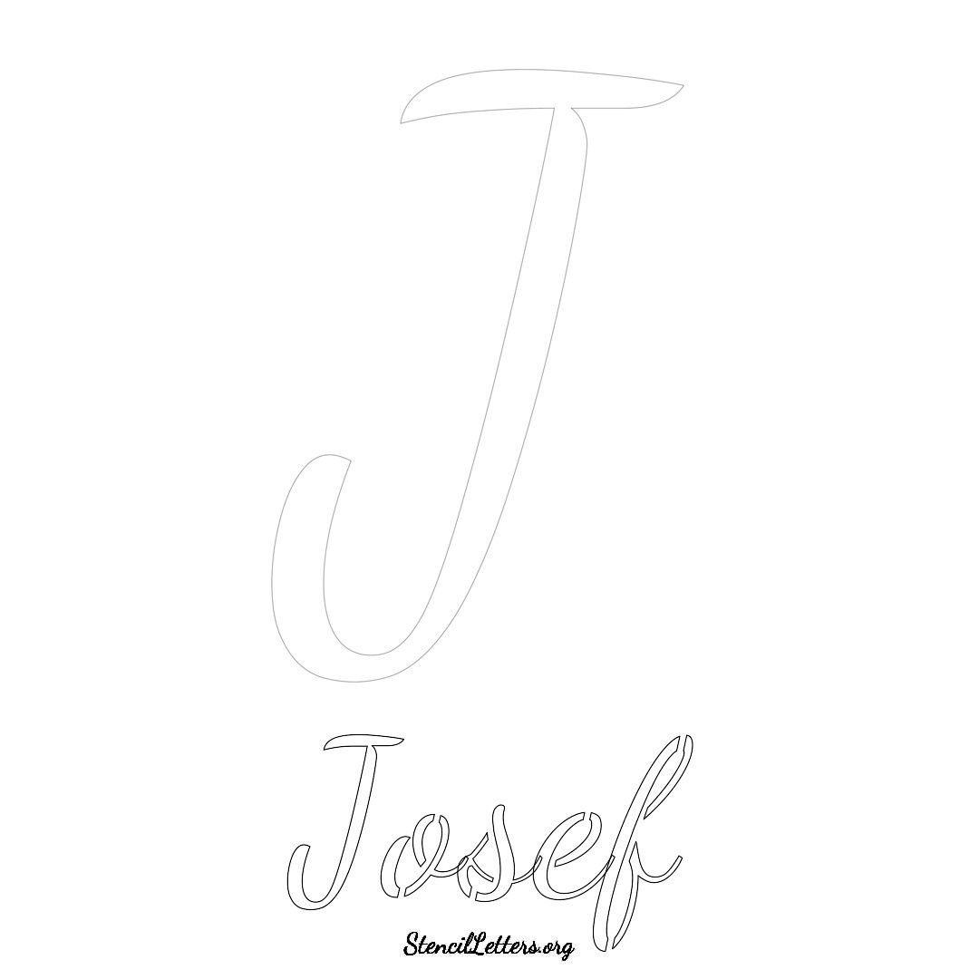 Josef printable name initial stencil in Cursive Script Lettering