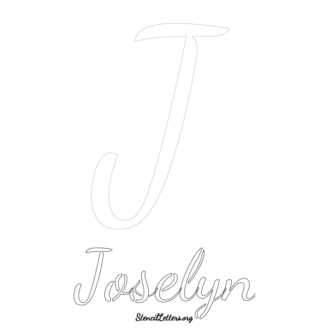 Joselyn printable name initial stencil in Cursive Script Lettering