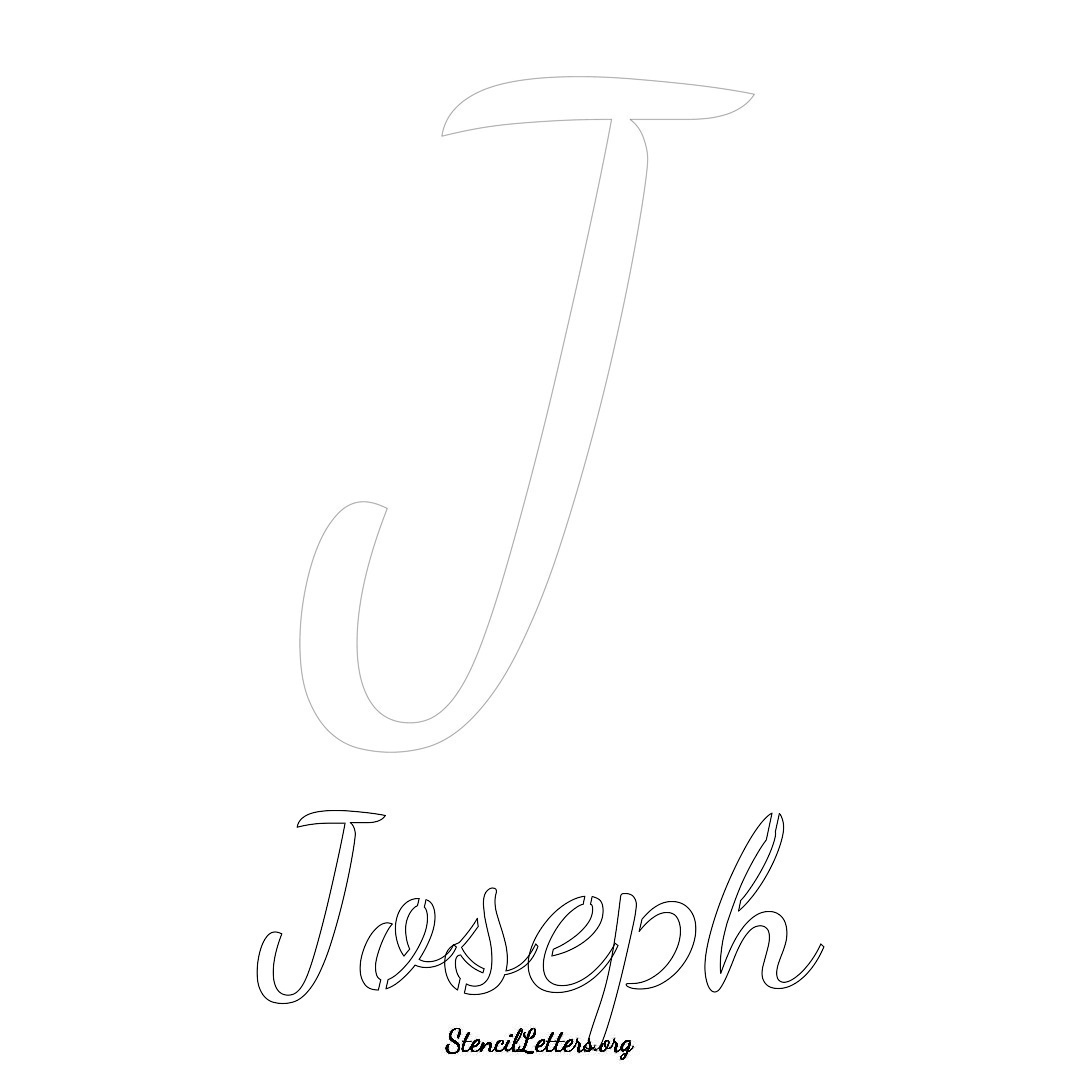 Joseph printable name initial stencil in Cursive Script Lettering