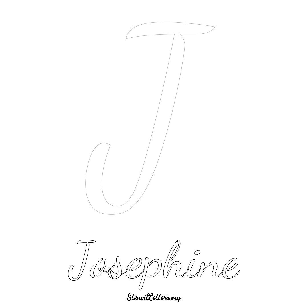 Josephine printable name initial stencil in Cursive Script Lettering