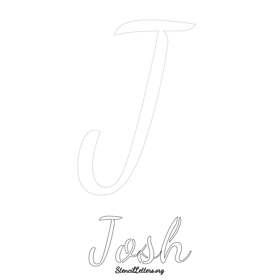 Josh printable name initial stencil in Cursive Script Lettering