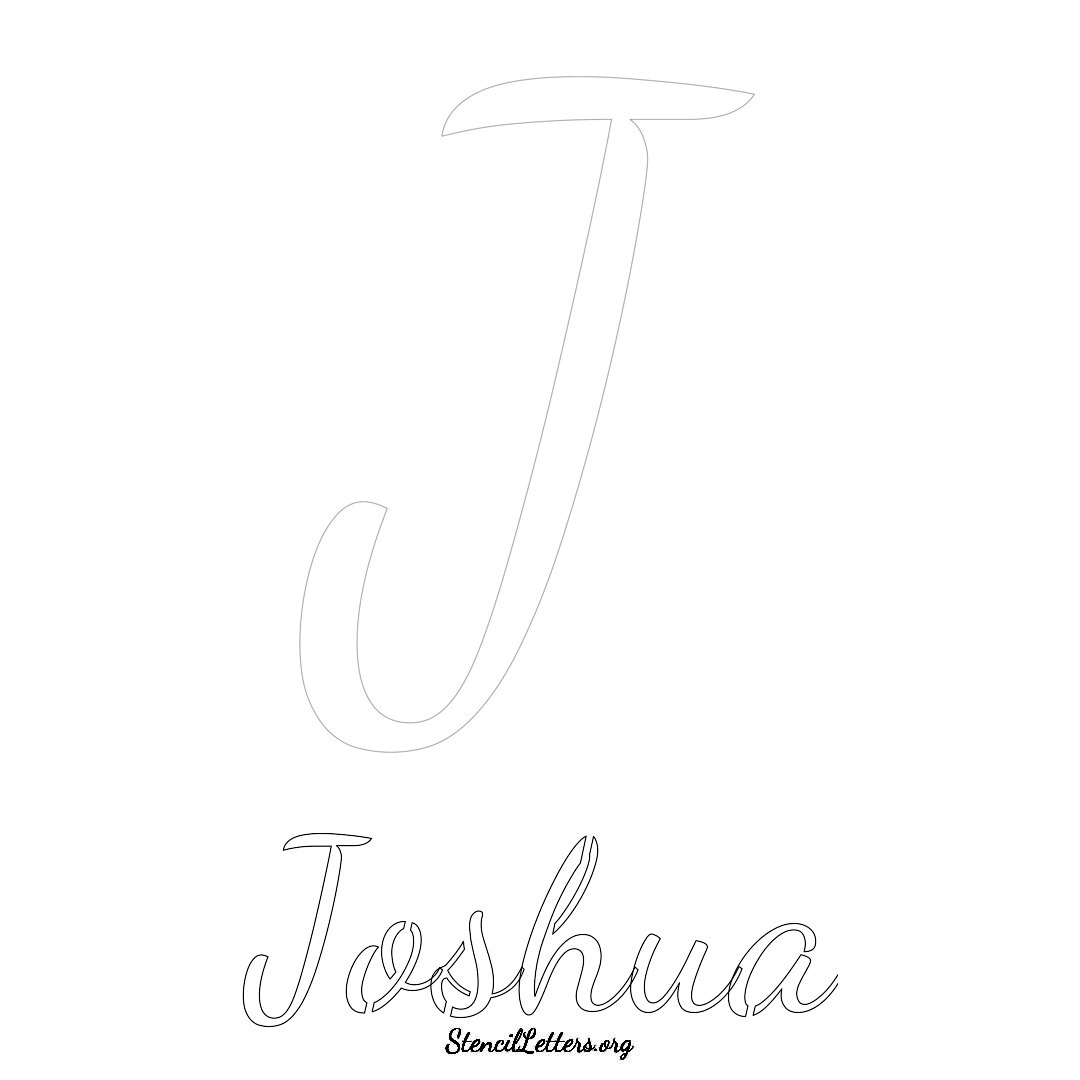Joshua printable name initial stencil in Cursive Script Lettering