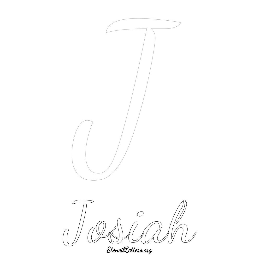 Josiah printable name initial stencil in Cursive Script Lettering