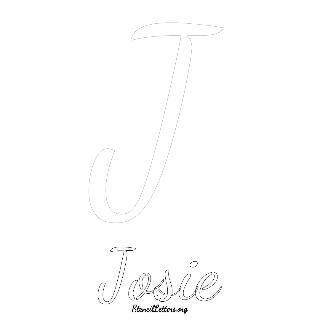 Josie printable name initial stencil in Cursive Script Lettering
