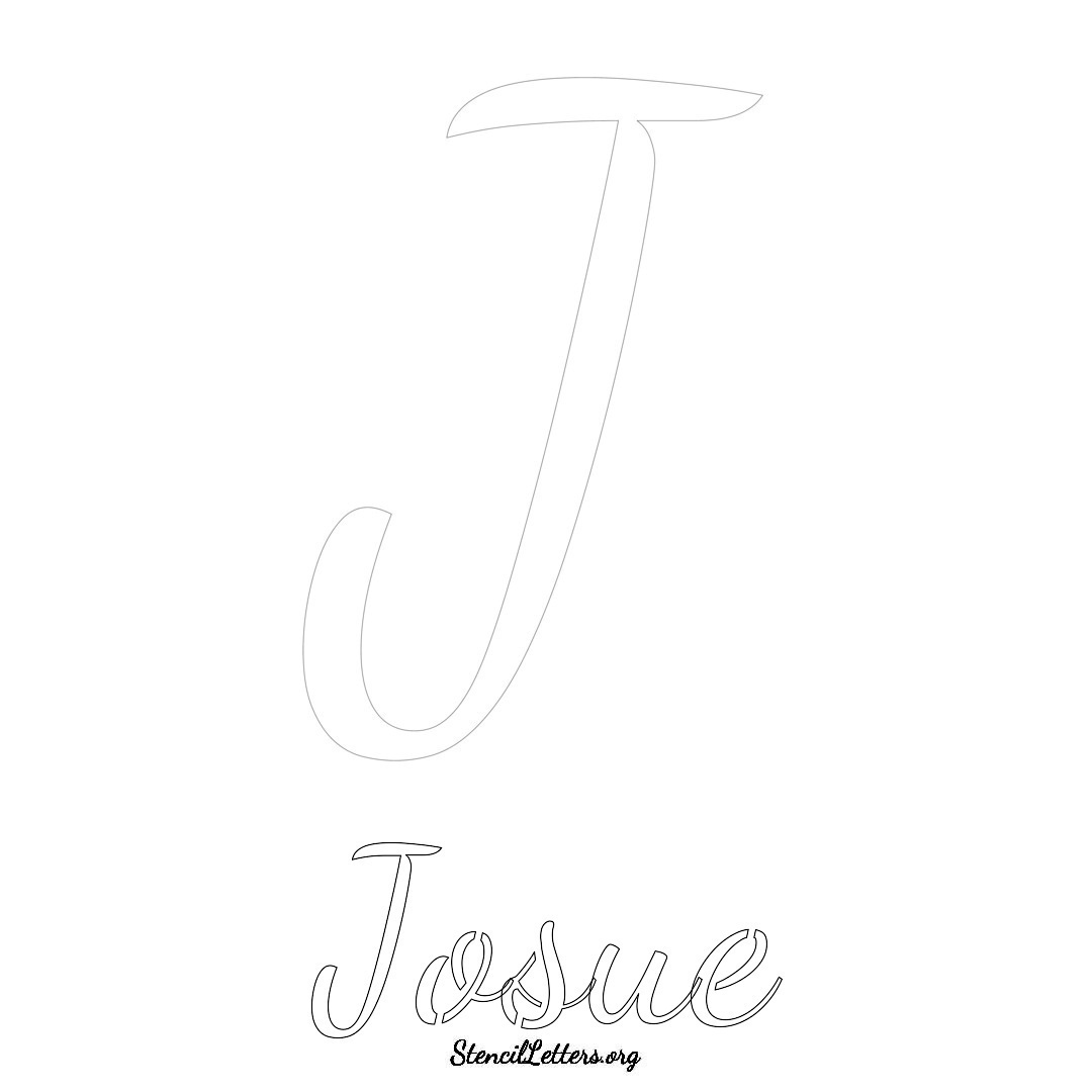 Josue printable name initial stencil in Cursive Script Lettering