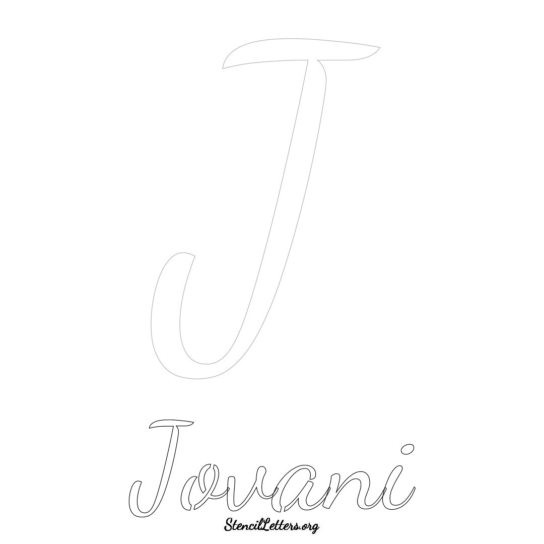 Jovani printable name initial stencil in Cursive Script Lettering