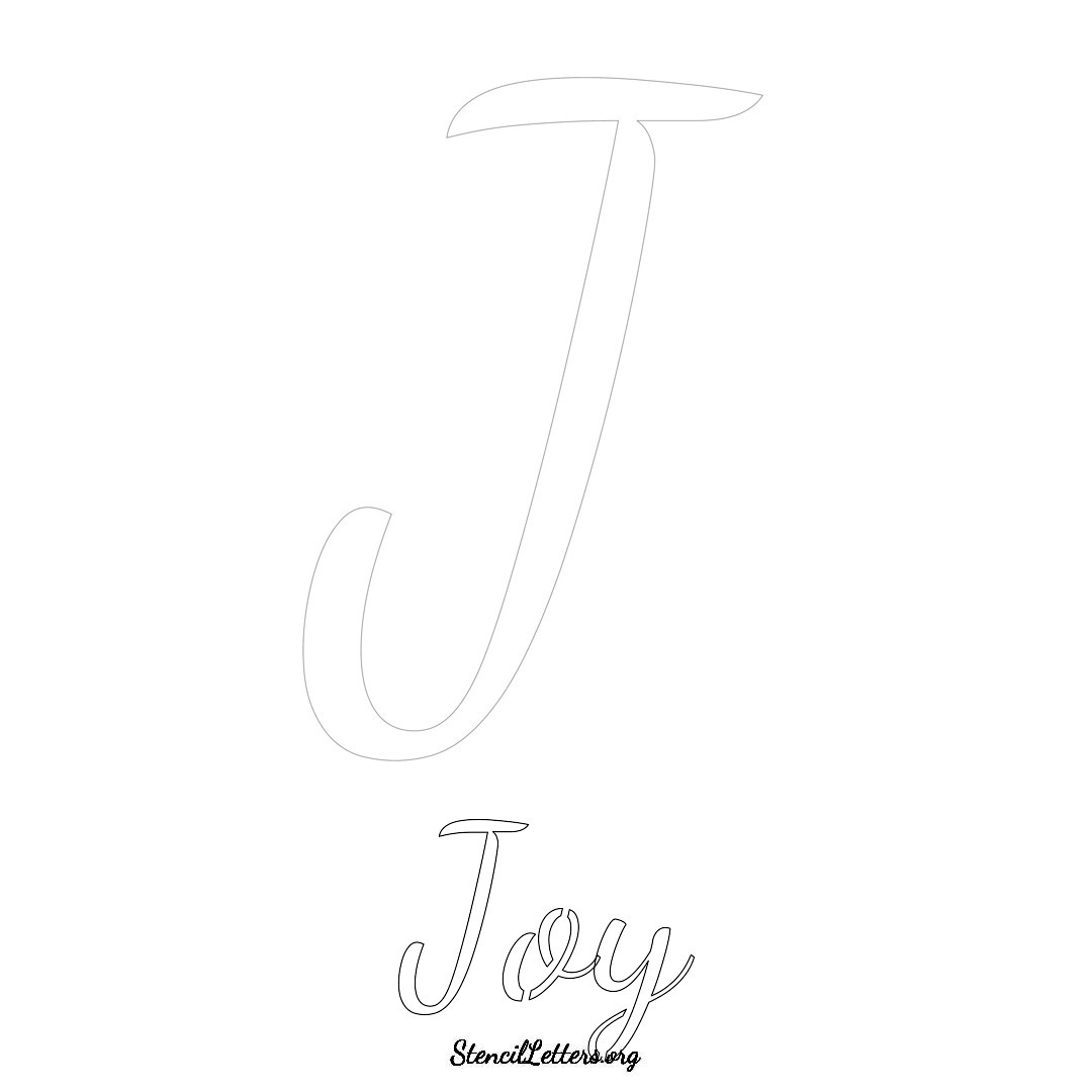 Joy printable name initial stencil in Cursive Script Lettering