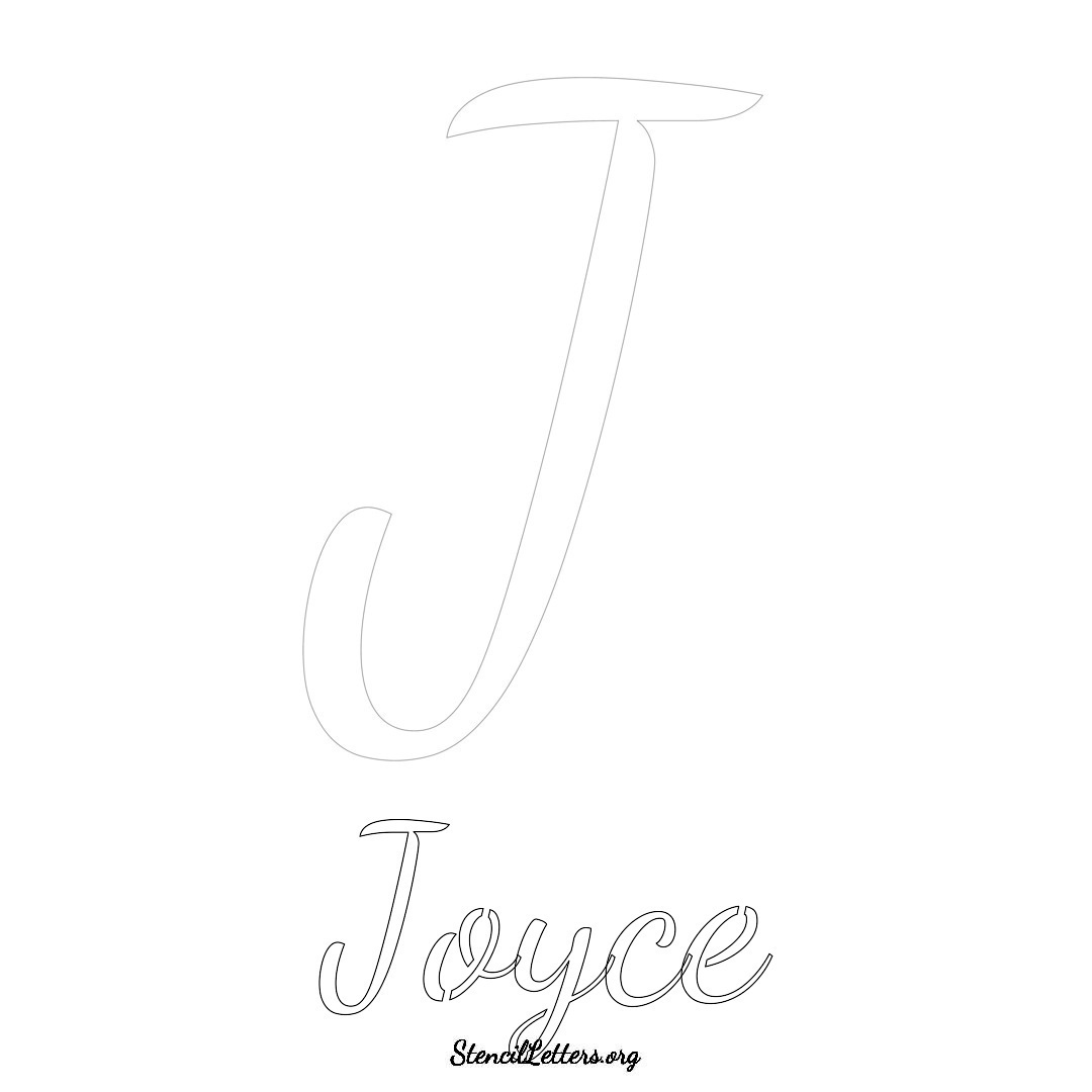 Joyce printable name initial stencil in Cursive Script Lettering